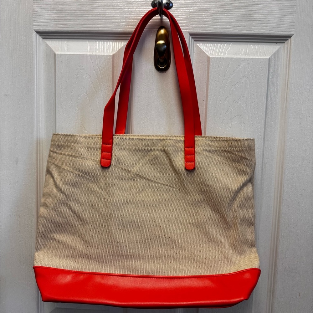 Bloomingdale's Red and Tan Tote Bag